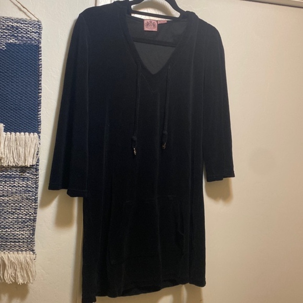 Y2K Juicy Couture Black Terry Hoodie Dress ⭐️